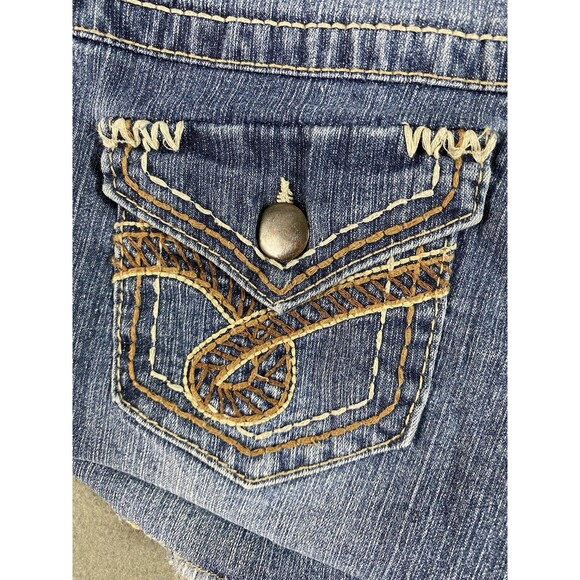 SO Shortie Cut Off Shorts 26x2 Blue Flap Pockets Embellished Booty Juniors Tag 1 - Picture 10 of 11